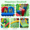 Inflatable obstacle course bounce house with climbing wall and obstacle poles, ideal for competitive outdoor play and.