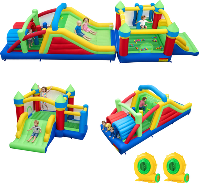Costway Inflatable Obstacle Course Bounce House Dual Slides 2 680W Blower 861754293 New