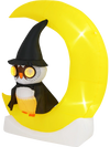 Inflatable Owl on Moon LED Lighted Halloween Decoration with Large Moon and Wizard Owl