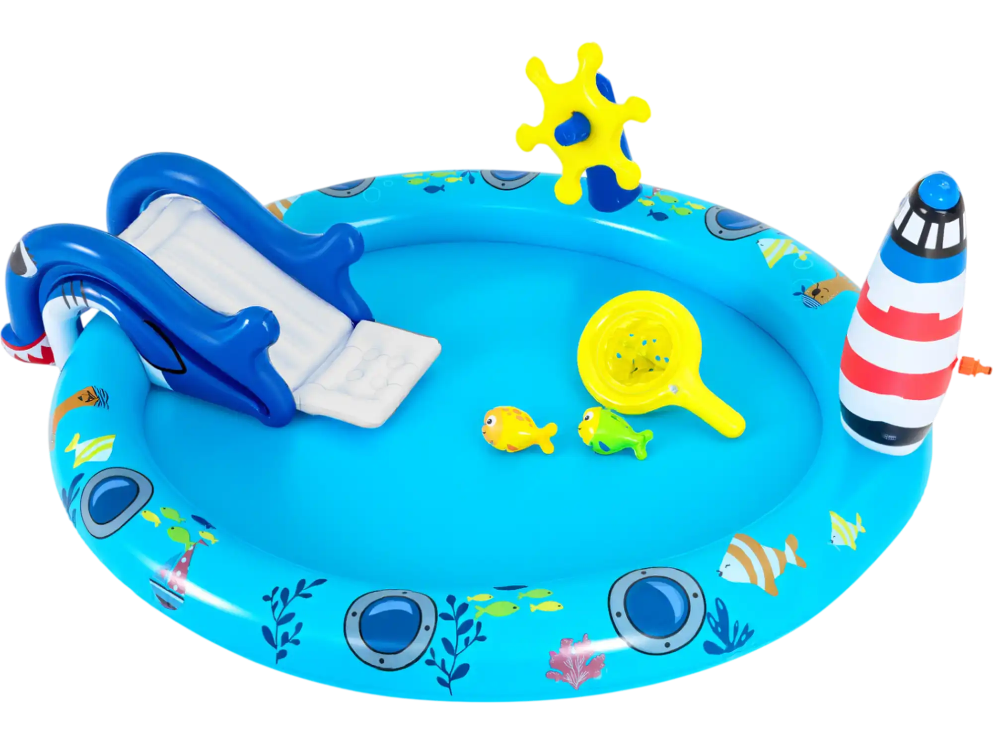 Costway Inflatable Marine Life Spray Pool Shark Slide Lighthouse Sprinkle Play Center 75823013 New