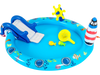 Inflatable Play Center Marine Life Spray Pool with Shark-shaped Slide Lighthouse Sprinkle