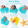Setup instructions for the Outdoor Children Summer Water Park, featuring valves and pump for quick inflation.