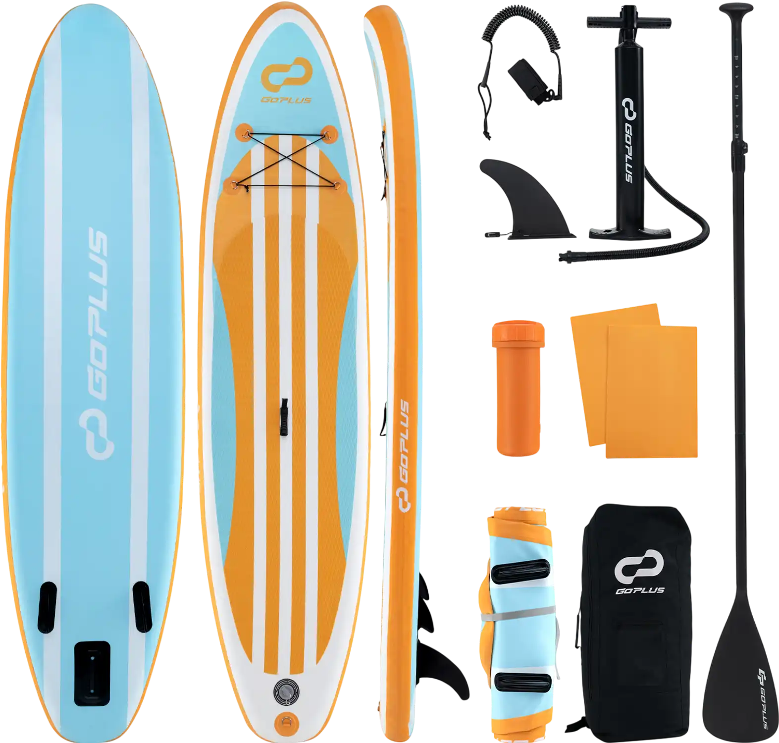 Costway Inflatable Stand Up Paddle Board SUP w/ Adjustable Paddle & 3 Fins 36982745 New