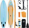 Inflatable stand-up paddle board with adjustable paddle, 3 fins, and accessories for adults and youths, ideal for all.