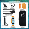 Detachable center fin, adjustable paddle, hand pump, and large-capacity backpack for the inflatable paddle board.