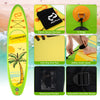 Inflatable stand-up paddle board with anti-slip EVA pad, 3 fins, and bungee storage for versatile water activities.
