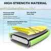 Inflatable stand-up paddle board featuring a thickened 500D PVC cover, non-slip EVA pad, and 3-fin configuration for.