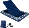 Inflatable toddler travel bed in blue with raised bed rails, electric pump, and storage bag for safe, comfortable sleep.