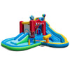 Inflatable water park with slide, splash pool, and bounce house for summer fun, featuring a water cannon and ball pit.