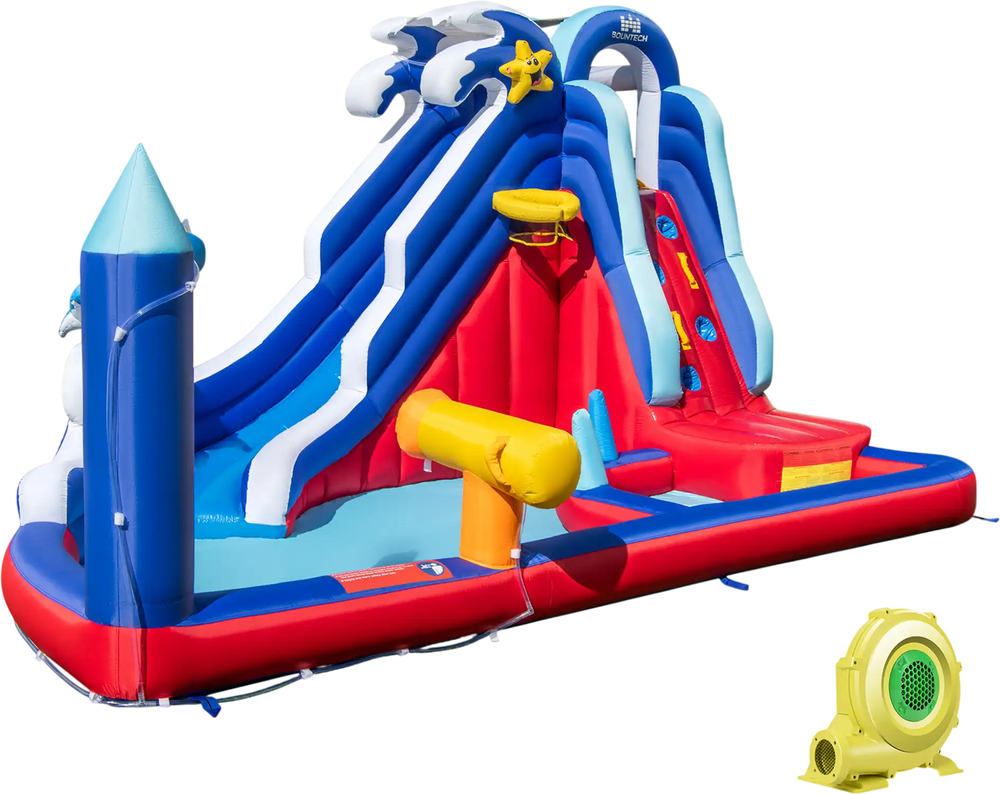 6-In-1 Inflatable Water Park with 735W Blower