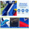 Close-up of the 6-in-1 inflatable water park's elevated handrails, featuring durable 420D PVC-coated oxford cloth for.