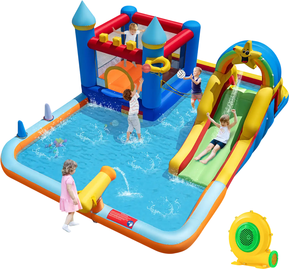 Inflatable Water Slide Park Bouncy Castle with Climbing Wall with Blower