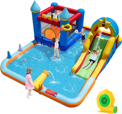 Costway Inflatable Water Slide Park Bouncy Castle Climbing Wall Blower 66853909 New