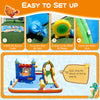 Inflatable water slide park bouncy castle with climbing wall, splash pool, and blower for outdoor fun and parties.