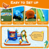 Inflatable water slide park with climbing wall, splash pool, and 750W blower, perfect for kids' outdoor fun.