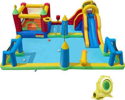 Costway 9-in-1 Inflatable Water Slide Bounce House w/ 735W Blower 57992073 New
