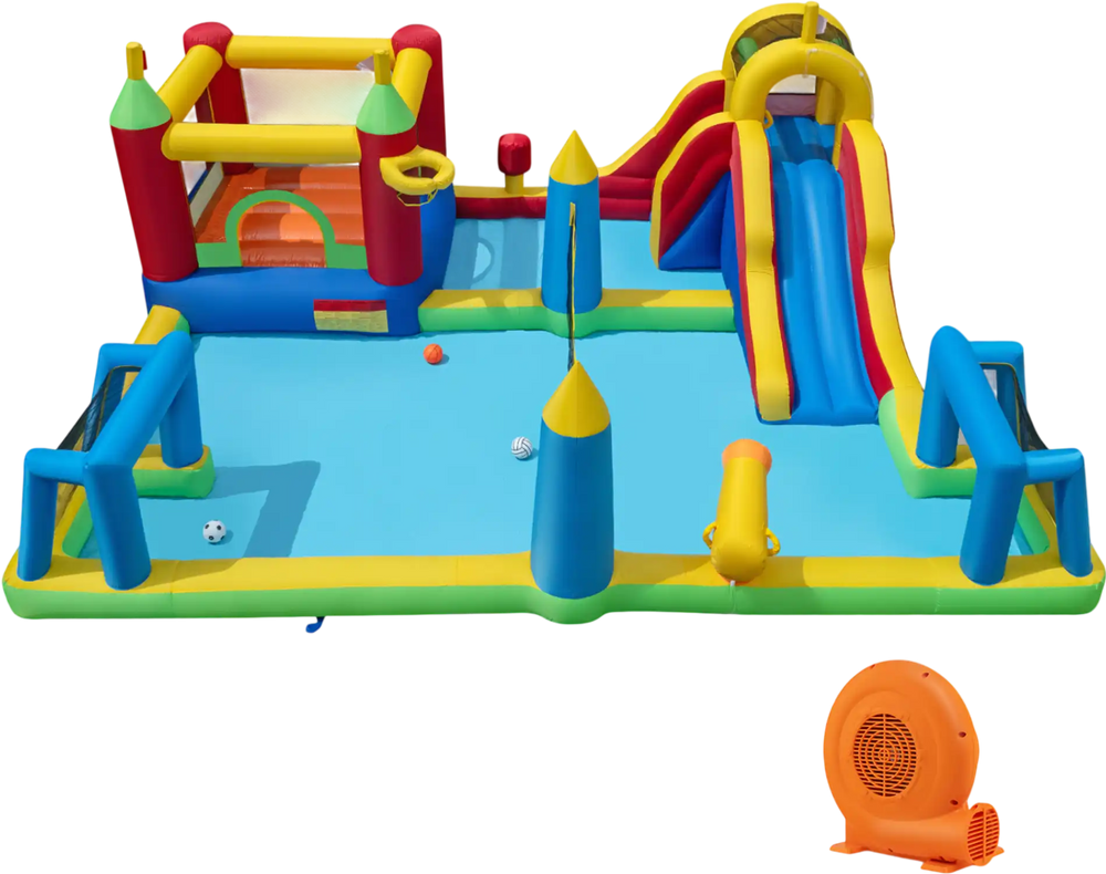 Inflatable Water Slide Bounce House 9-in-1 Jumping Castle with 750W Blower