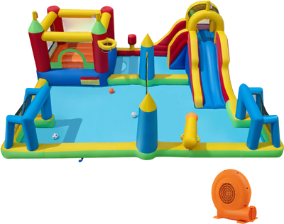 Costway 9-in-1 Inflatable Water Slide Bounce House w/ 750W Blower 76365037 New