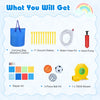 Carrying bag and accessories for the Inflatable Water Slide Bounce House, including stakes, hose kit, and hand pump.