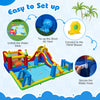 Inflatable Water Slide Bounce House with 780W blower, featuring jumping, climbing, and sliding activities for outdoor.