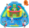 Dinosaur-themed Kids Inflatable Bounce House with Double Slides and 750W Blower