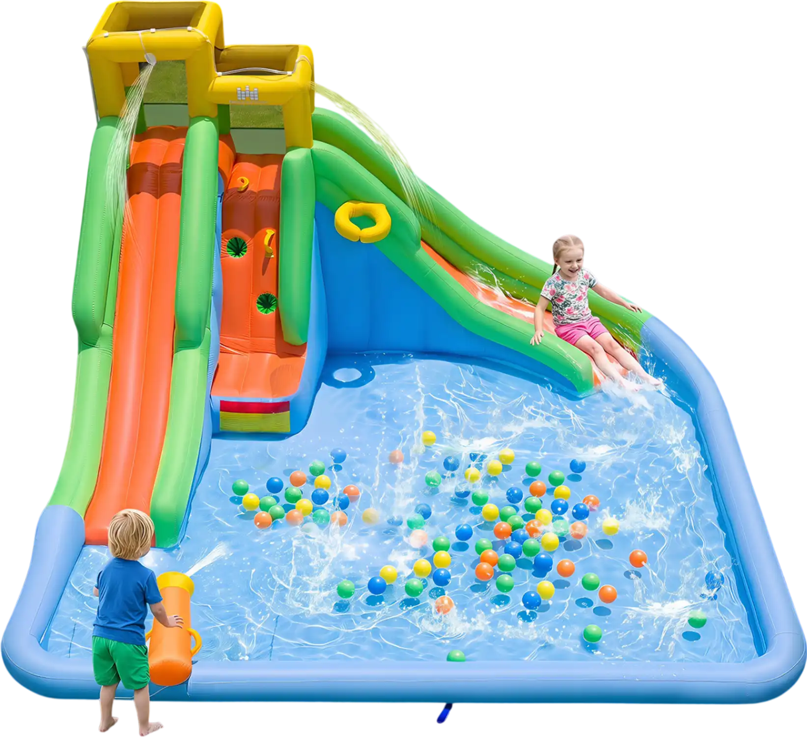 Costway Inflatable Water Slide Kids Double Slides Splash Pool Water Cannon Basketball Hoop 39713046 New