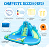Inflatable water slide with dual slides, large splash pool, and 584W blower, perfect for outdoor summer fun.