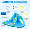 Inflatable water slide with dual slides, large splash pool, and accessories for outdoor summer fun.