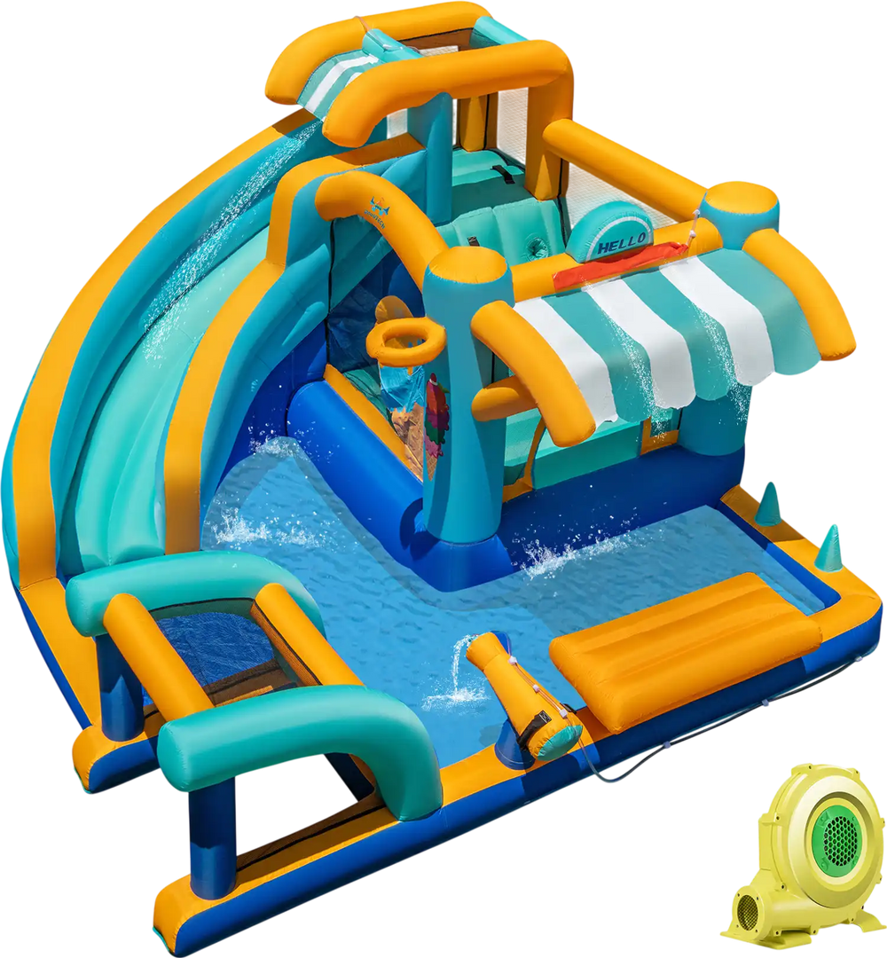 Inflatable Water Slide Bounce House Kids Jump Castle with 735W Blower