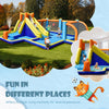 Giant inflatable soccer-themed water slide for kids, featuring dual water cannons and a climbing wall for outdoor fun.