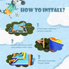 Giant soccer-themed inflatable water slide with dual water cannons, suitable for five kids aged 3-12 for outdoor fun.