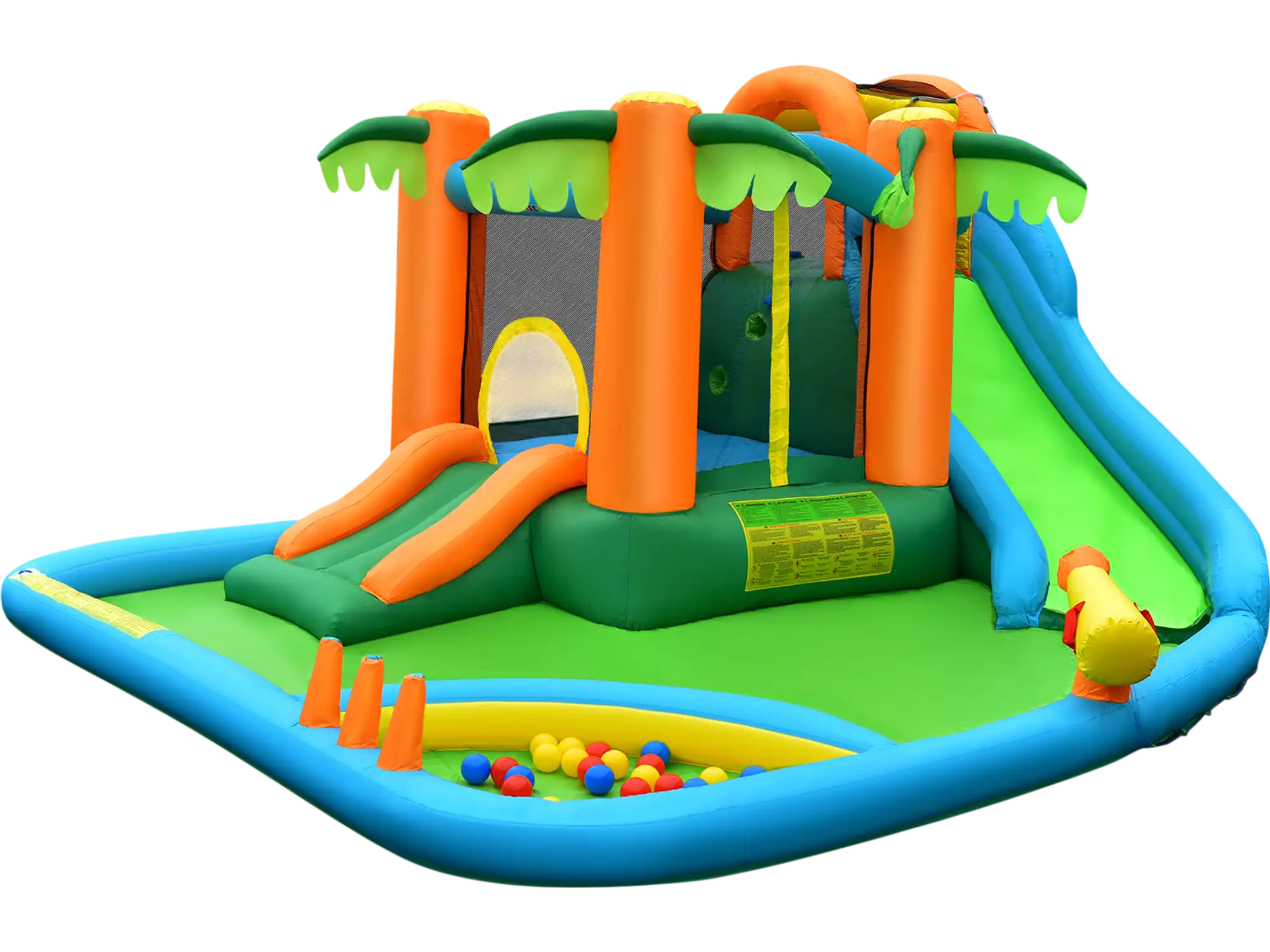 Costway Inflatable Water Slide Park Upgraded Handrail No Blower 97132850 New