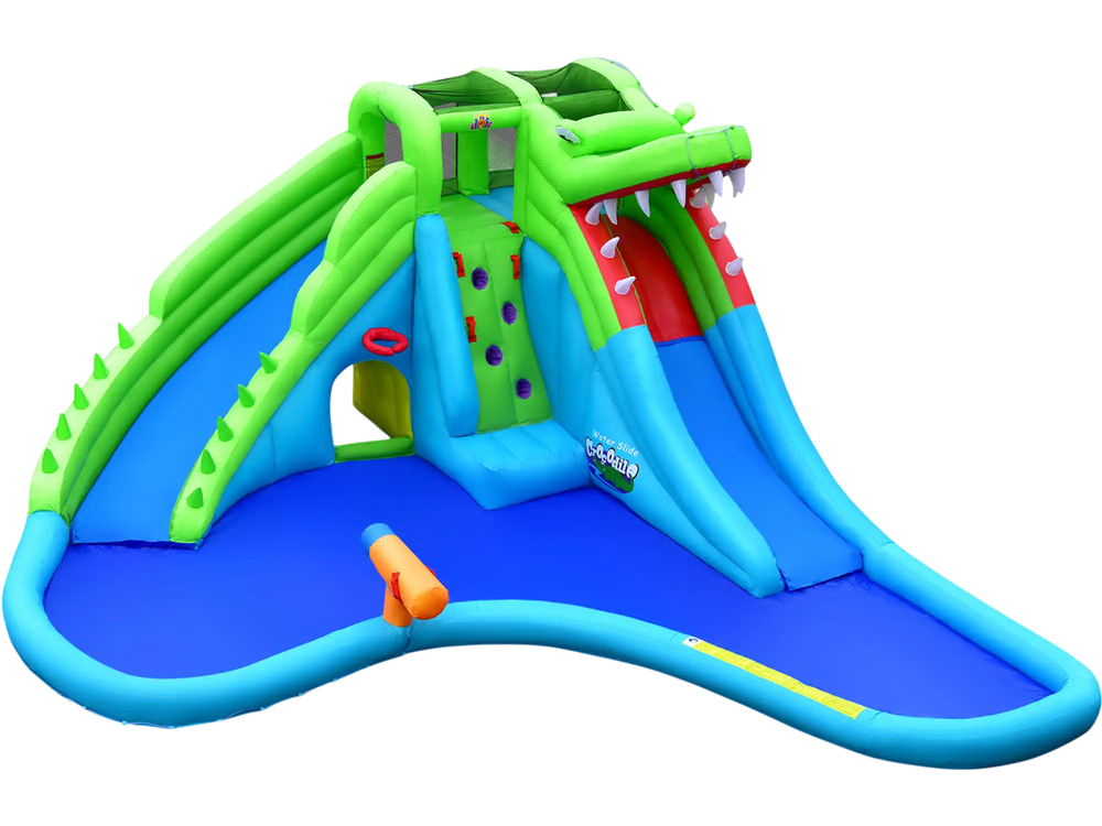 7-in-1 Inflatable Bounce House with Splashing Pool without Blower