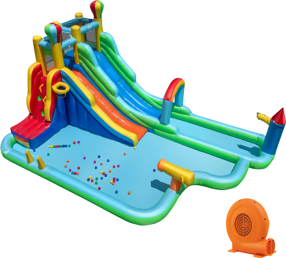 Inflatable Water Slide Park Giant Bounce House with 750W Blower