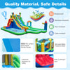 Inflatable water slide park featuring a large splash pool, double water slides, and durable 500D PVC for backyard fun.