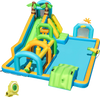 Inflatable Water Slide Tropical Theme Dual Slide Aqua Park with 735W Blower