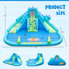 Inflatable water slide with dual slides, large splash pool, and climbing wall, made of durable 420D Oxford cloth.