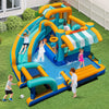 Colorful inflatable water slide bounce house with pool, slides, and games for kids' outdoor fun and play.