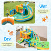 Inflatable water slide with dual slides, splash pool, and sports features for outdoor fun and indoor play.