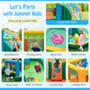 Inflatable water slide with dual slides, splash pool, and climbing wall for endless outdoor fun and summer enjoyment.