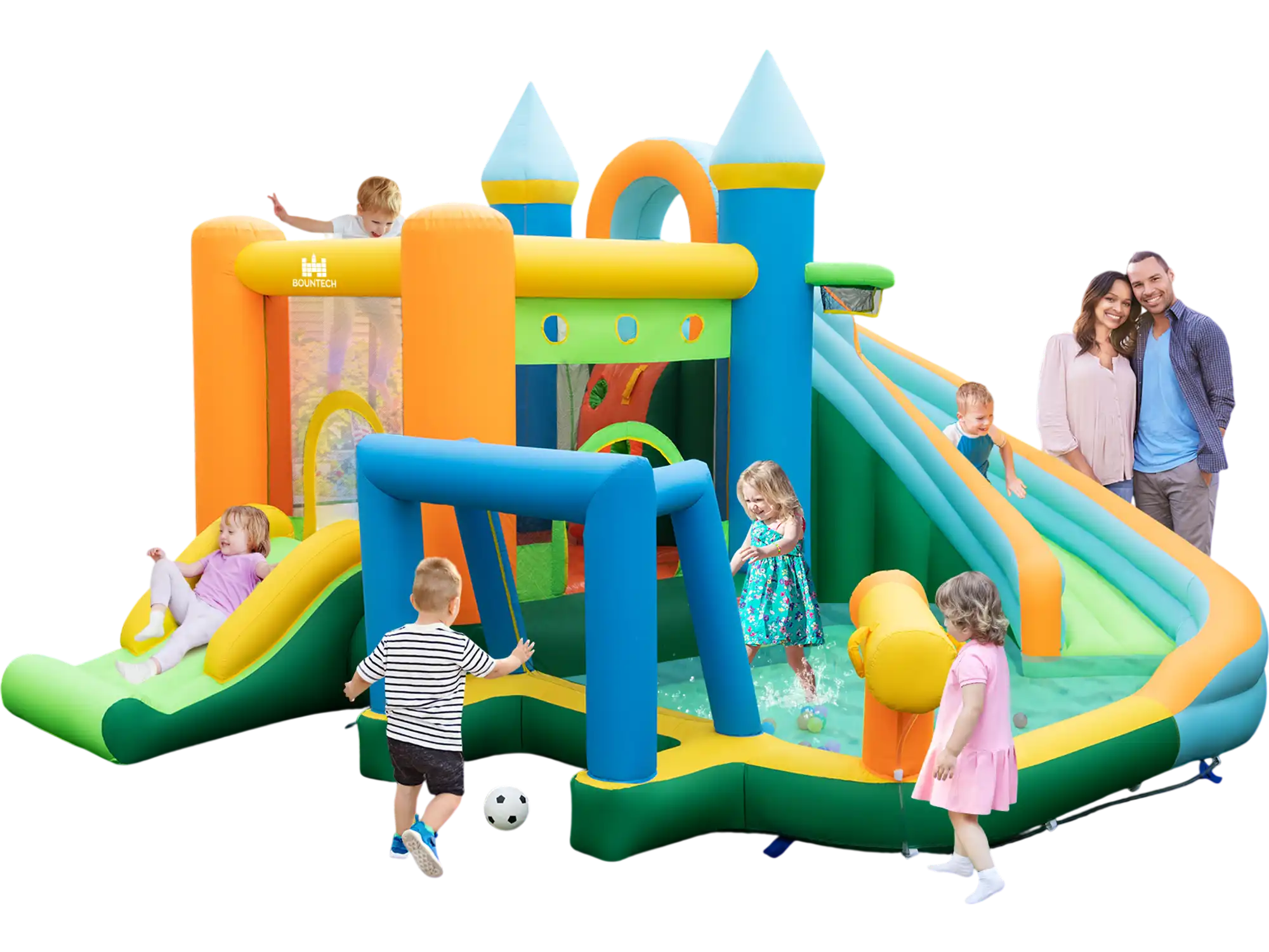 Costway Inflatable Water Slide Bounce House Dual Slides Splash Pool w/ 735W Blower 75148629 New