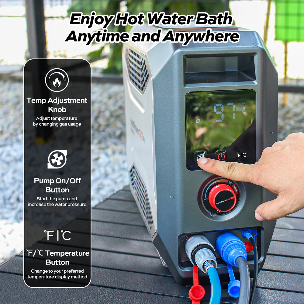 Fogatti InstaShower Go Pro Portable Water Heater with Water Pump 22,000 BTU Propane New