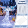 Iridescent Christmas angel decoration with 230 cold white LEDs, 5.2 ft height, and secure stakes for outdoor use.