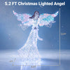 Iridescent 5.2 ft Christmas angel decoration with 230 cold white LEDs, perfect for outdoor holiday displays.