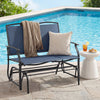 Iron Patio Rocking Chair for Outdoor Backyard and Lawn-Navy - Gallery View 1 of 12