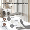 Space-saving gray metal hanging ironing board with heat-resistant cover, ideal for laundry rooms and apartments.