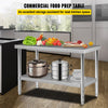 Vevor Prep Table 48" x 30" x 34" Stainless Steel 550 lbs. Capacity with Adjustable Undershelf New