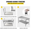 Vevor Prep Table 48" x 30" x 34" Stainless Steel 550 lbs. Capacity with Adjustable Undershelf New