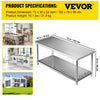 Vevor Prep Table 72" x 30" x 34" Stainless Steel 550 lbs. Capacity with Adjustable Undershelf New