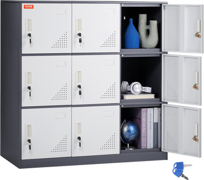 Vevor Metal Locker 9-Door Employee Storage Cabinet 540 Lbs. Capacity with Keys New